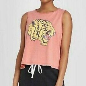 COLSIE Shirt Sleeveless TIGER Crop Tank Top Lightweight Tank Size Large